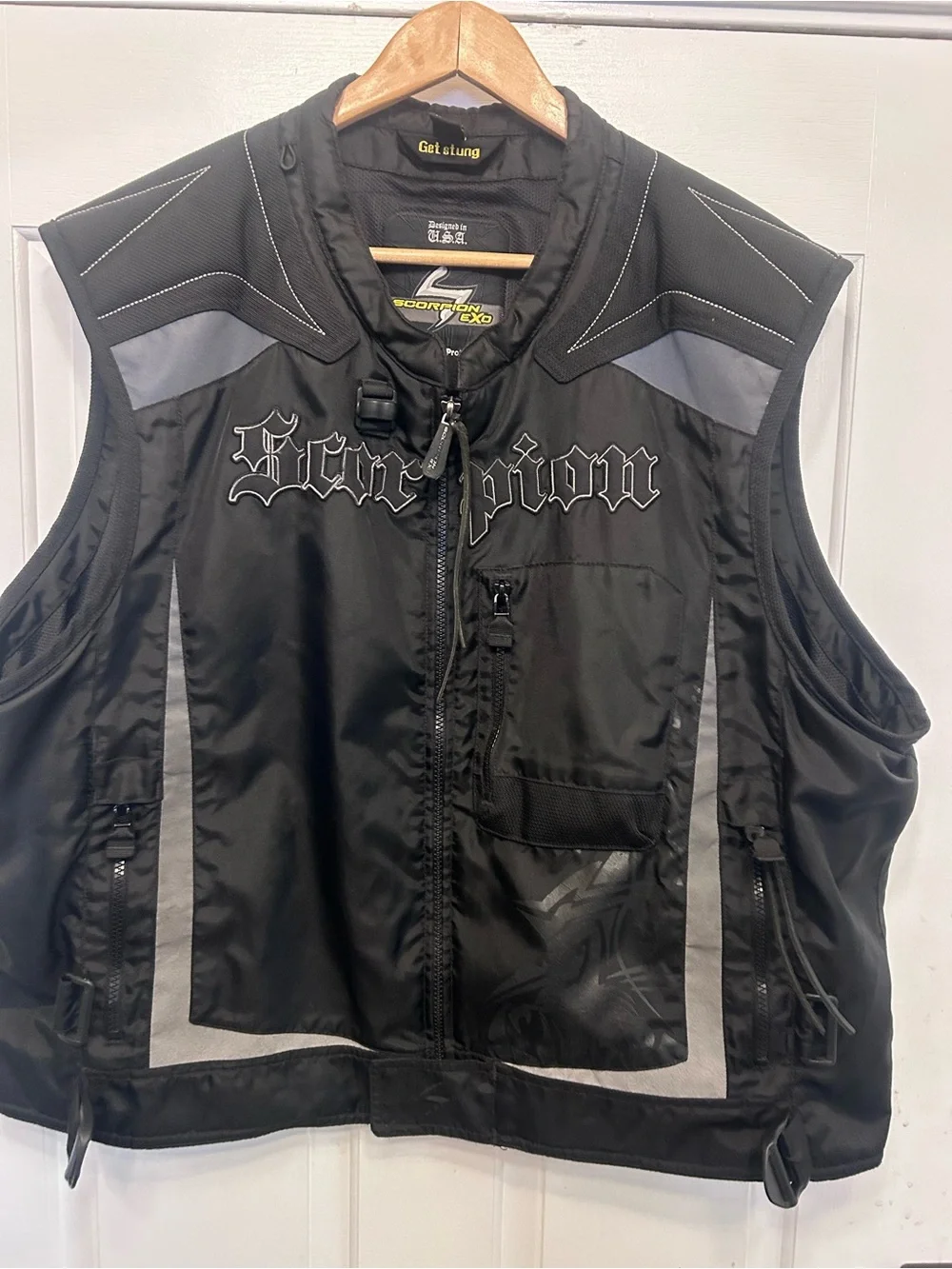 Scorpion Exo Get Stung Motorcycle Black Full Zip Riding Vest Sz XL-2XL